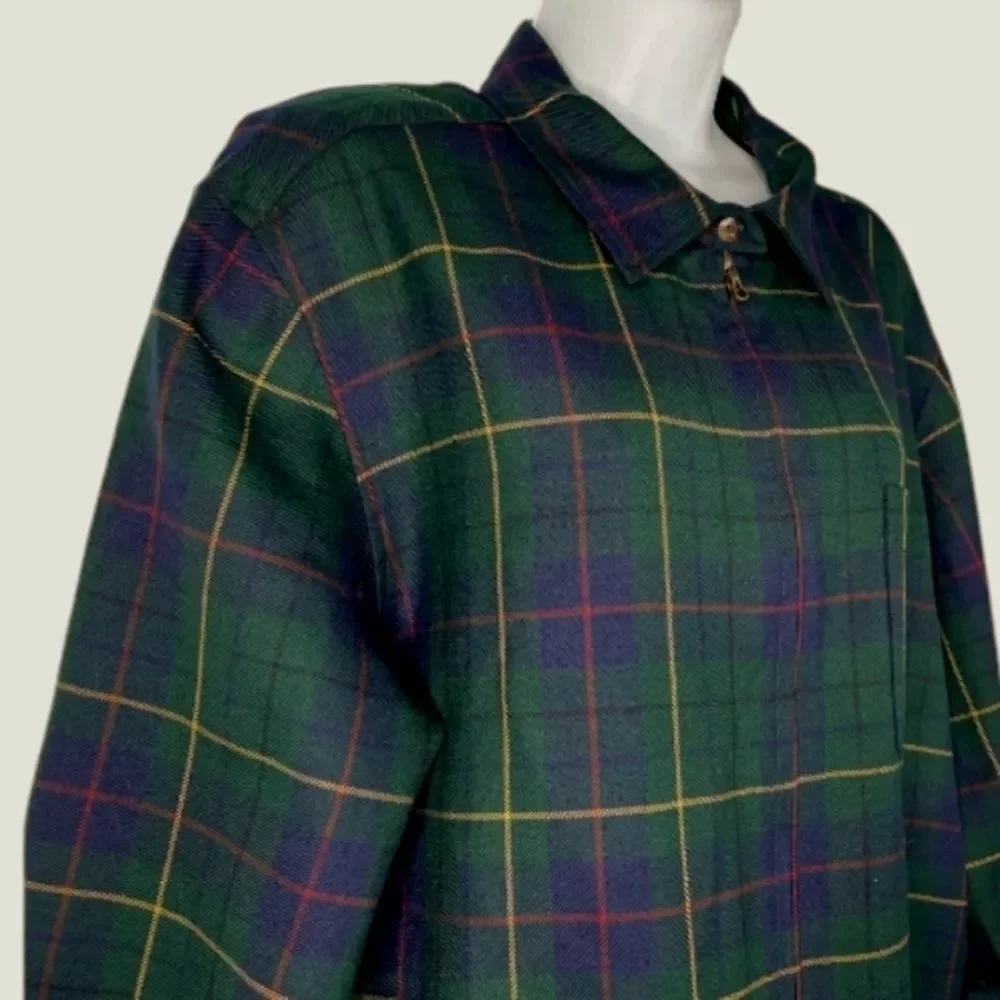 Pendleton Women's Green Blue Plaid Celebration Tartan Wool Zip Front Jacket M - Picture 5 of 15